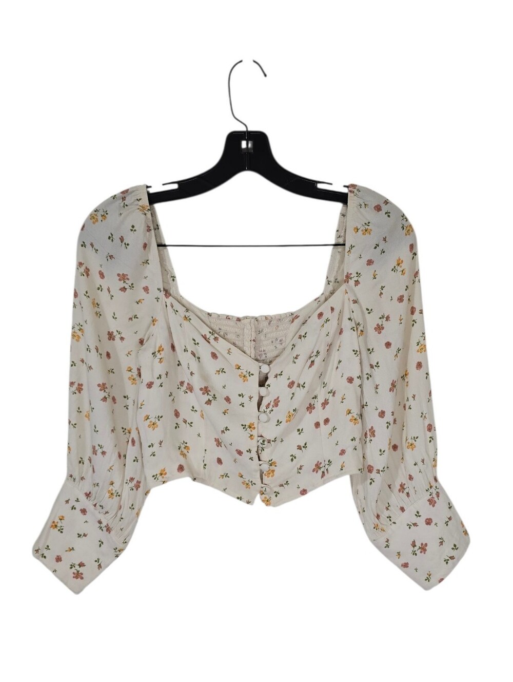 Reformation Sweetheart Blouse Ivory Floral Women's 2 Cottagecore
